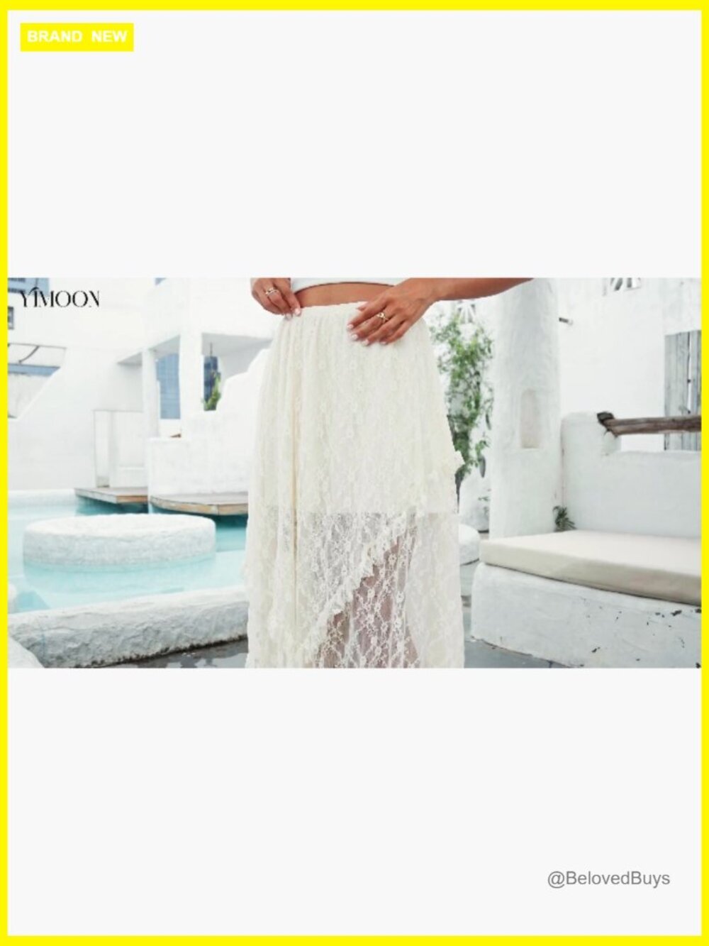 Flowy Boho Maxi Skirt Elastic Asymmetrical Layered See-Through - Picture 7 of 7